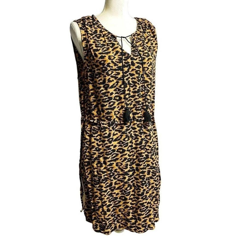 Leopard Print Tassel Necktie Women's Dress Animal Print‎ Size Small Sleeveless